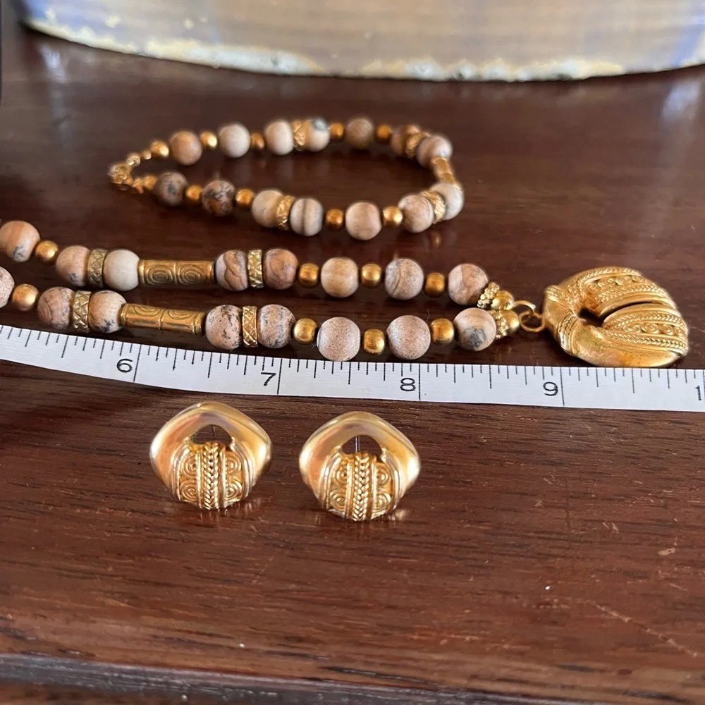 Arque Arte, 24k gold jewelry set; necklace, earrings and bracelet. Exquisite! - Picture 5 of 13
